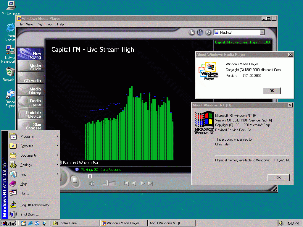 Windows Media Player 7.1 under Windows NT 4.0 SP6a