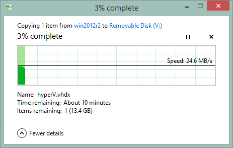 Windows file copy showing 24.6MB/s