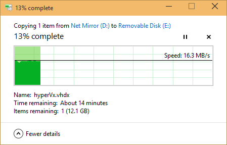 Windows file copy showing 16.3MB/s