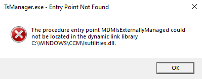 Error Message Screenstor of TsManager.exe - Entry Point Not Found