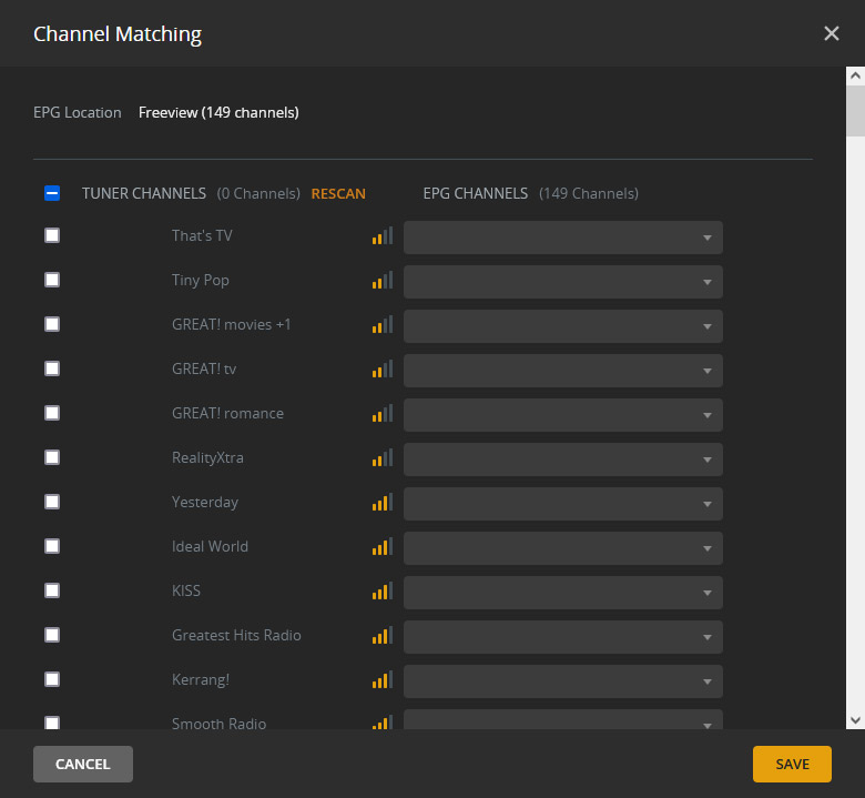 Plex Channel Mapping Screenshot for Tuner 2